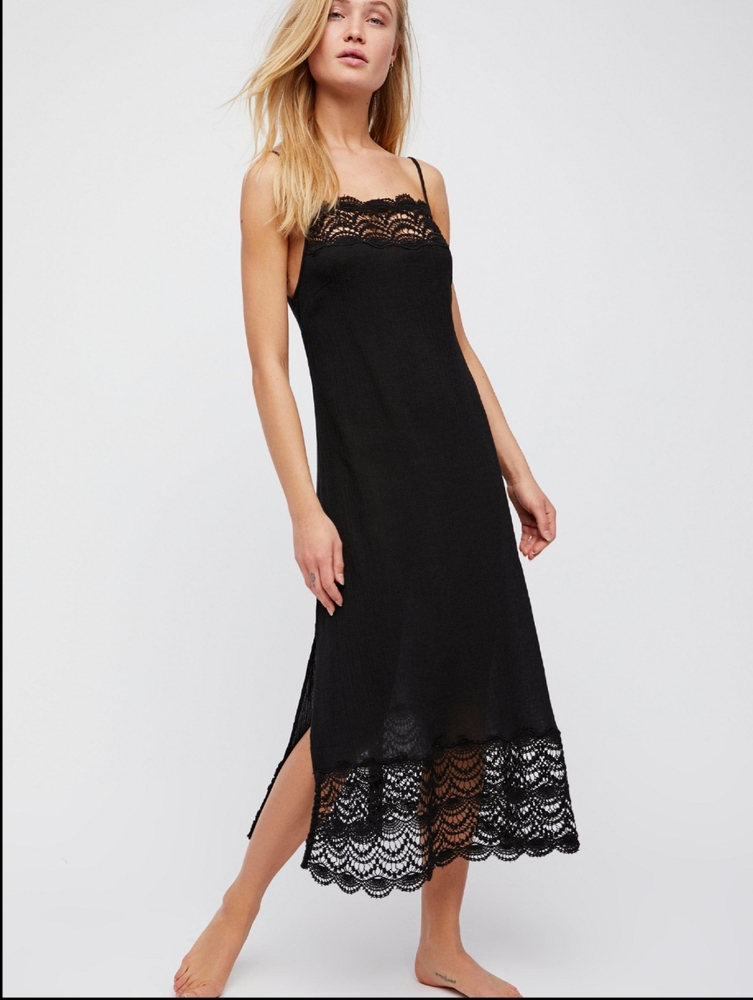 Free People Abbie Cotton Lace-Contrast Maxi Dress